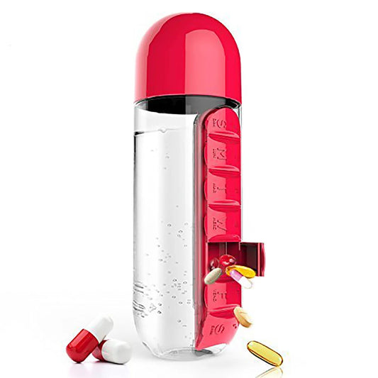 Plastic Drink Bottle With Mediicne Pill Box