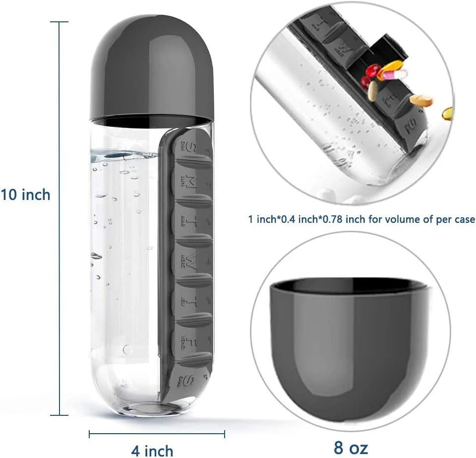 Plastic Drink Bottle With Mediicne Pill Box