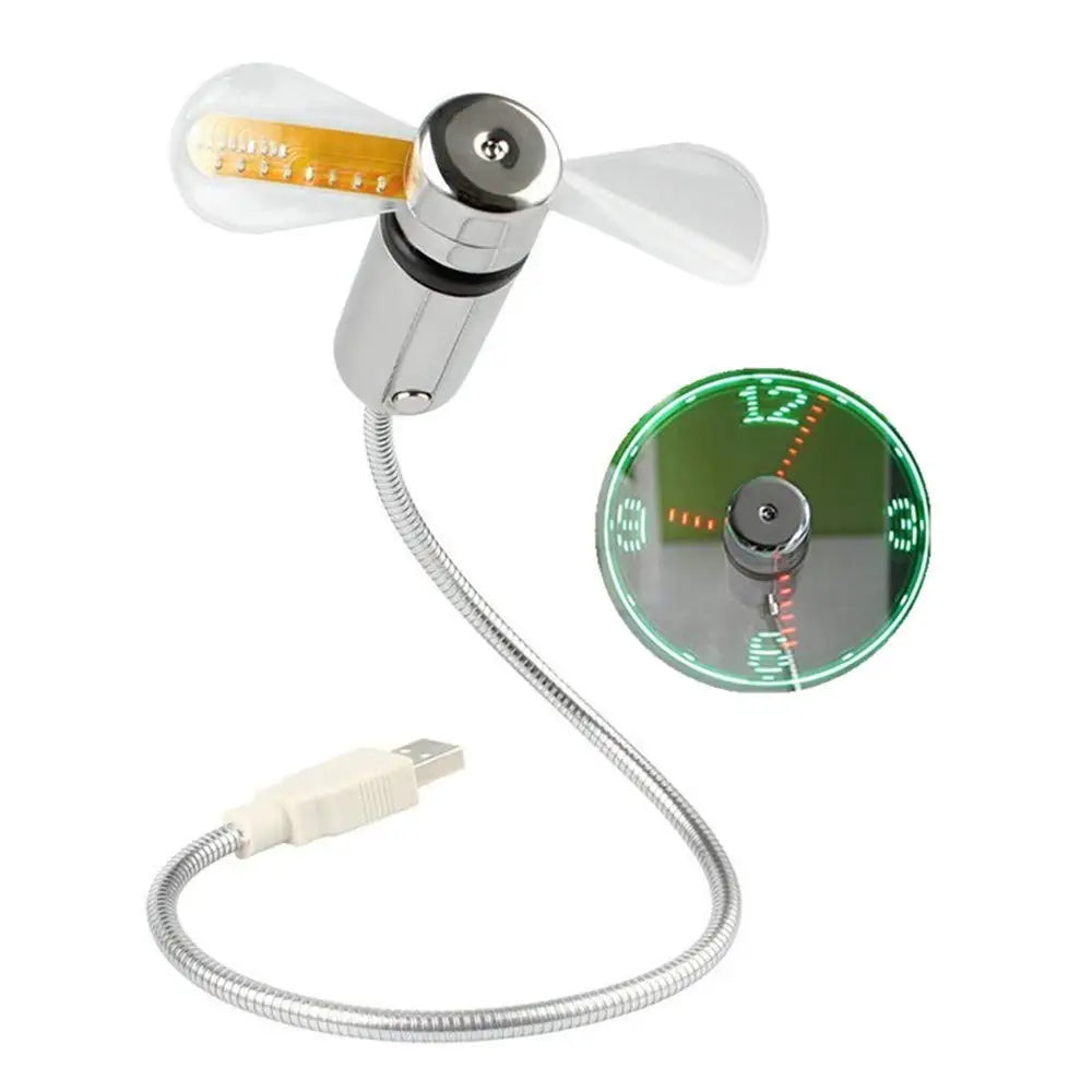 USB Clock Fan With Real Time Clock & Temperature Display Function