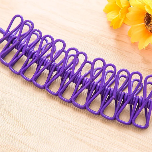 Portable 12 Clip Drying Rope Elastic Clothes Clip