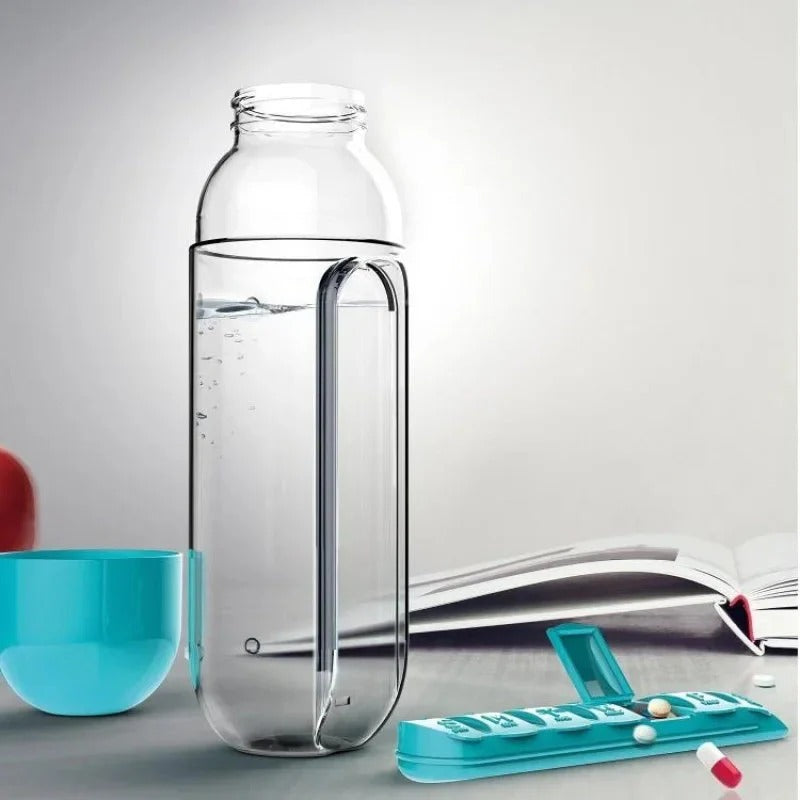 Plastic Drink Bottle With Mediicne Pill Box