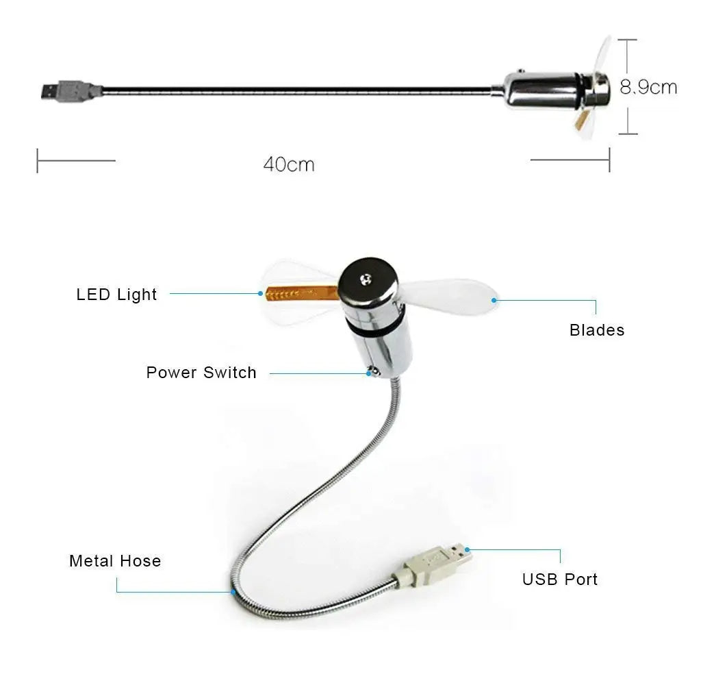 USB Clock Fan With Real Time Clock & Temperature Display Function