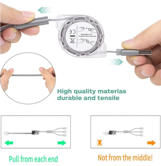 Retractable Multi Charging Cable 3 in 1 USB