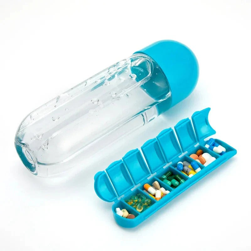 Plastic Drink Bottle With Mediicne Pill Box