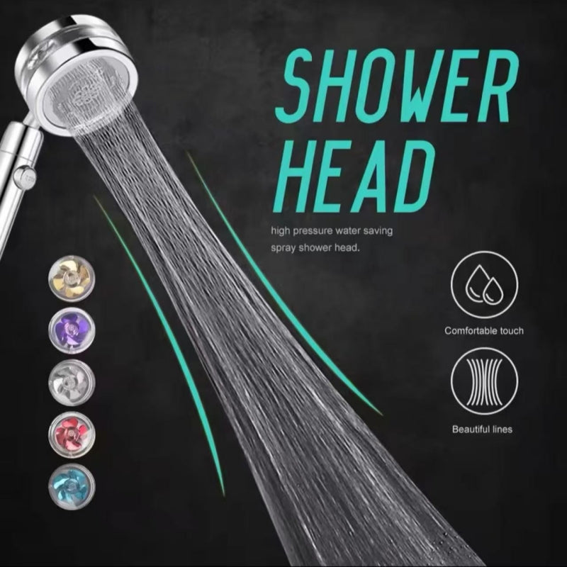 360 Degree Bathroom Powerful High Pressure Fan Turbo Charged Shower Head