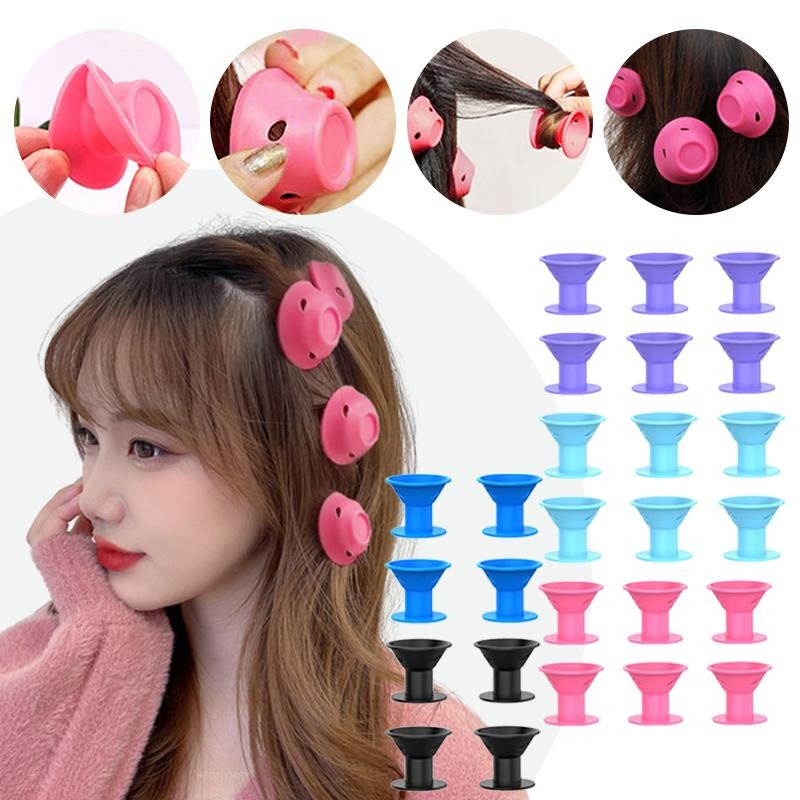 10Pcs Soft Rubber Silicone Heatless Hair Curler
