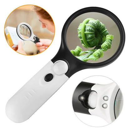 LED Handheld Magnifying Glass Mirror with Light