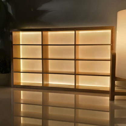 Wooden Light Up Hot Wheels Organizer with 12 Mini Hotwheels Cars