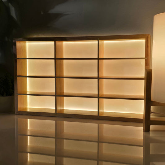 Wooden Light Up Hot Wheels Organizer with 12 Mini Hotwheels Cars