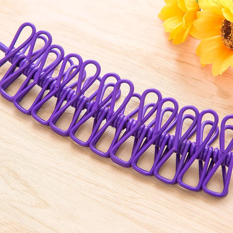 Portable 12 Clip Drying Rope Elastic Clothes Clip