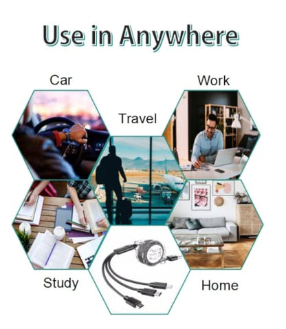 Retractable Multi Charging Cable 3 in 1 USB