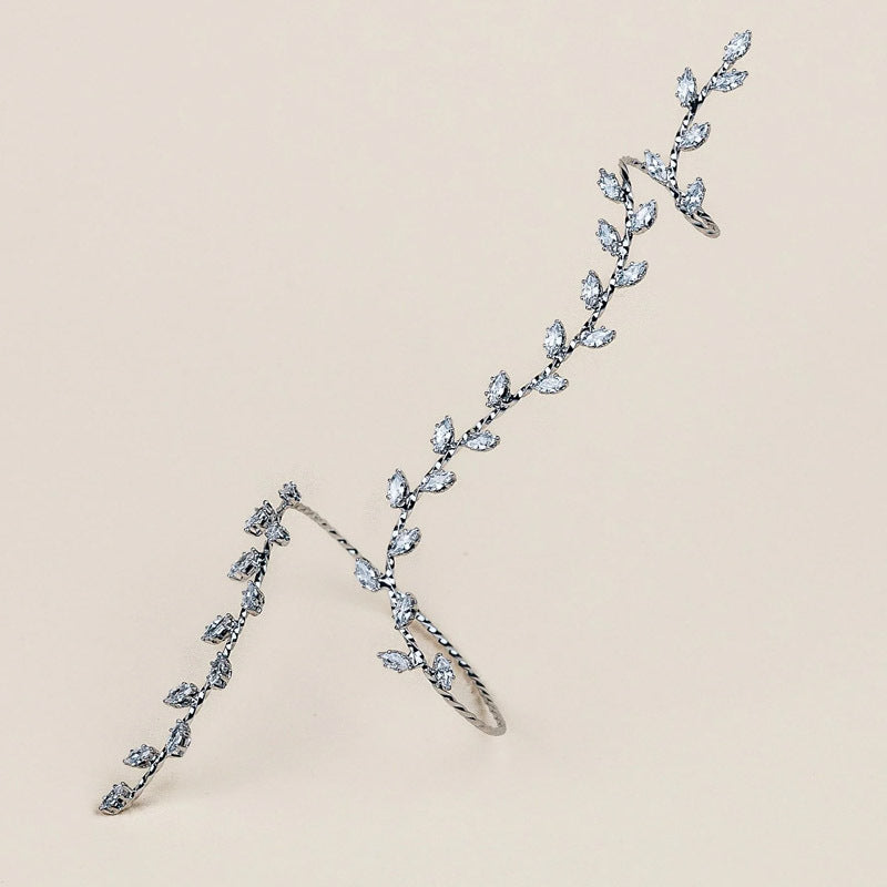 Leaf Shape Rhinestone Zircon Finger Chain