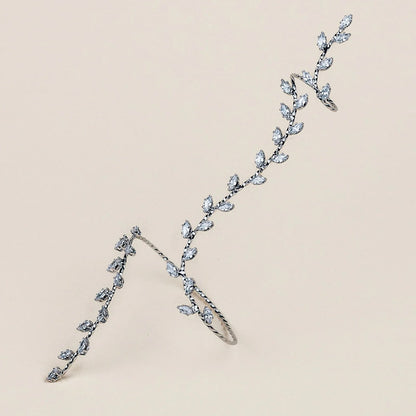 Leaf Shape Rhinestone Zircon Finger Chain