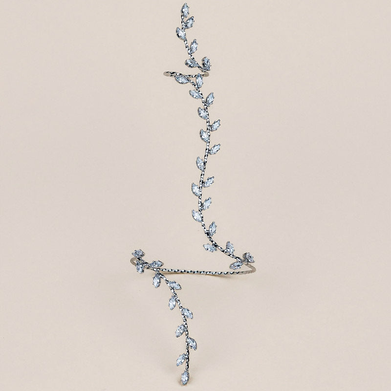 Leaf Shape Rhinestone Zircon Finger Chain