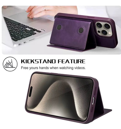Leather MagSafe Foldable Wallet Card Holder and Stand