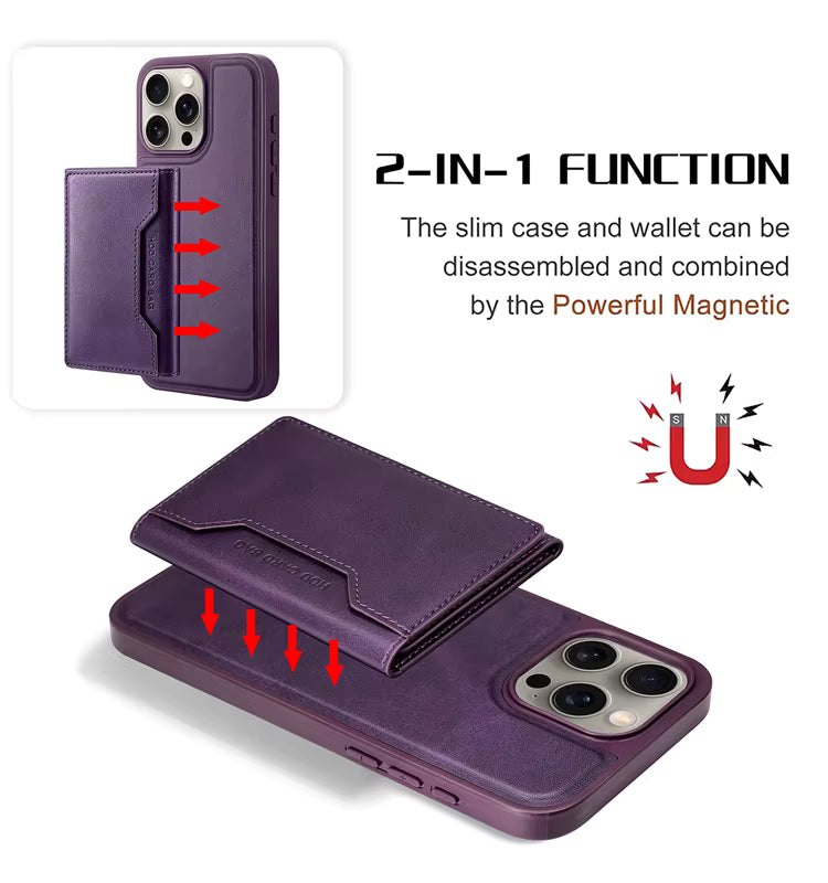Leather MagSafe Foldable Wallet Card Holder and Stand