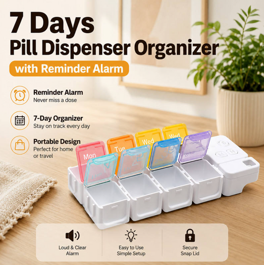 7 Days Pill Dispenser With Daily Alarm Reminder