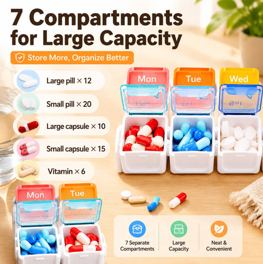 7 Days Pill Dispenser With Daily Alarm Reminder