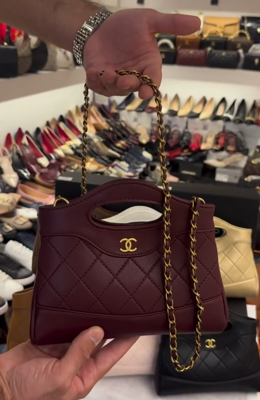 Maroon Quilted Mini Bag
