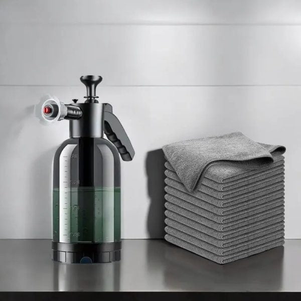 2L Hand Pump Foam Car Wash Sprayer – Air Pressure Cleaning & Gardening Spray Bottle (Black)