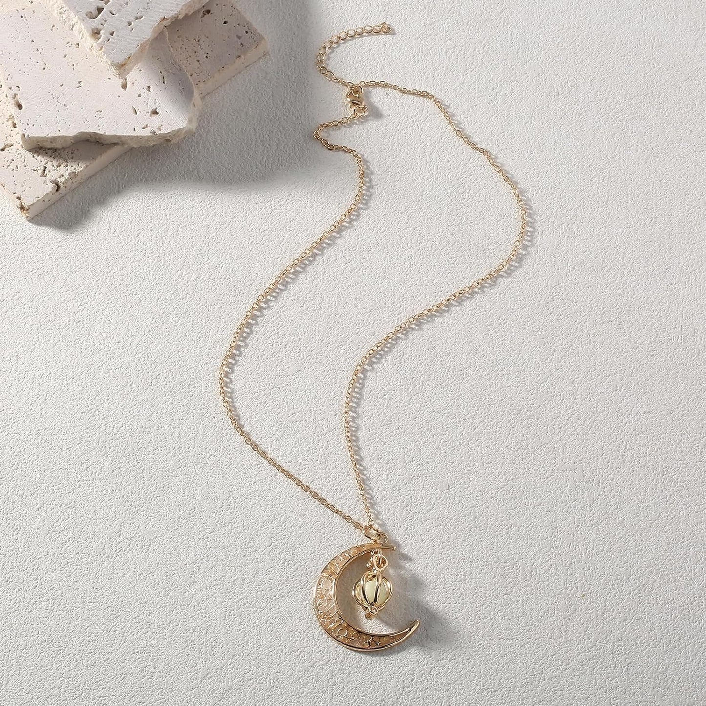 Glowing crescent moon fairy necklace