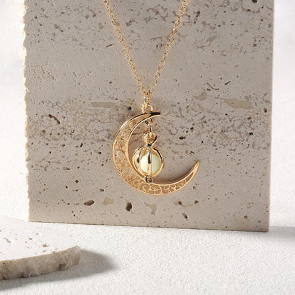 Glowing crescent moon fairy necklace
