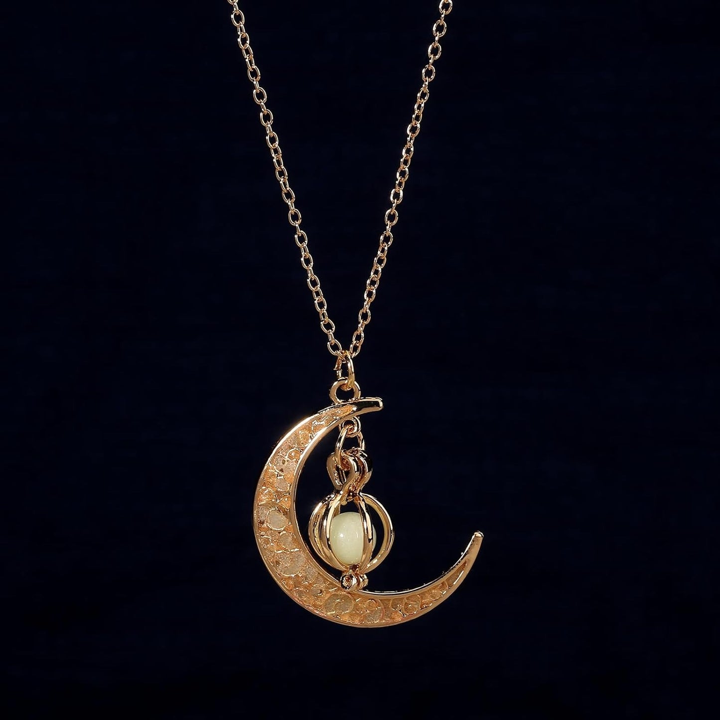 Glowing crescent moon fairy necklace