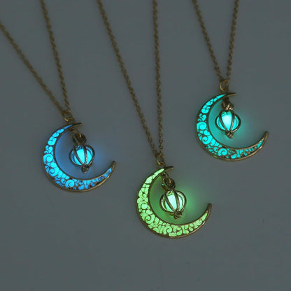 Glowing crescent moon fairy necklace