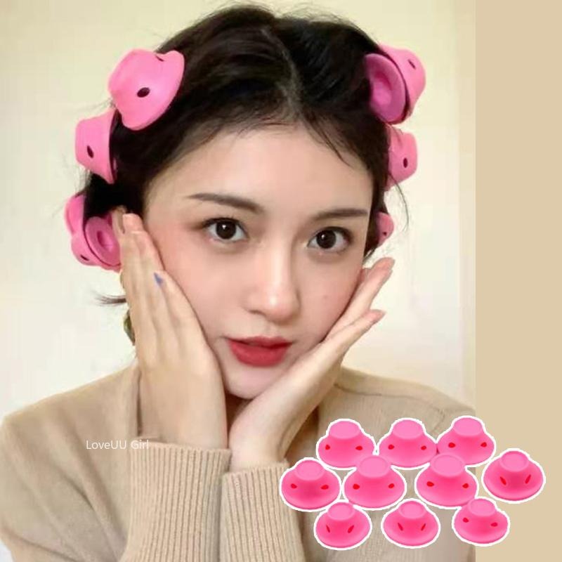 10Pcs Soft Rubber Silicone Heatless Hair Curler