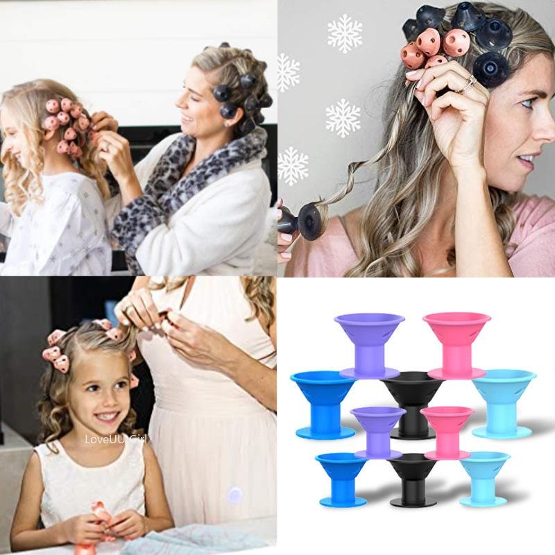 10Pcs Soft Rubber Silicone Heatless Hair Curler