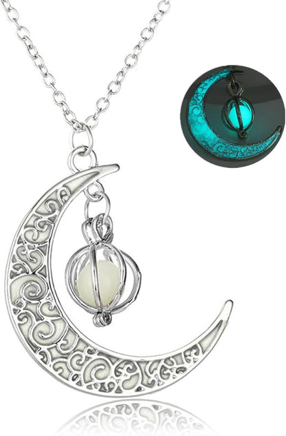 Glowing crescent moon fairy necklace