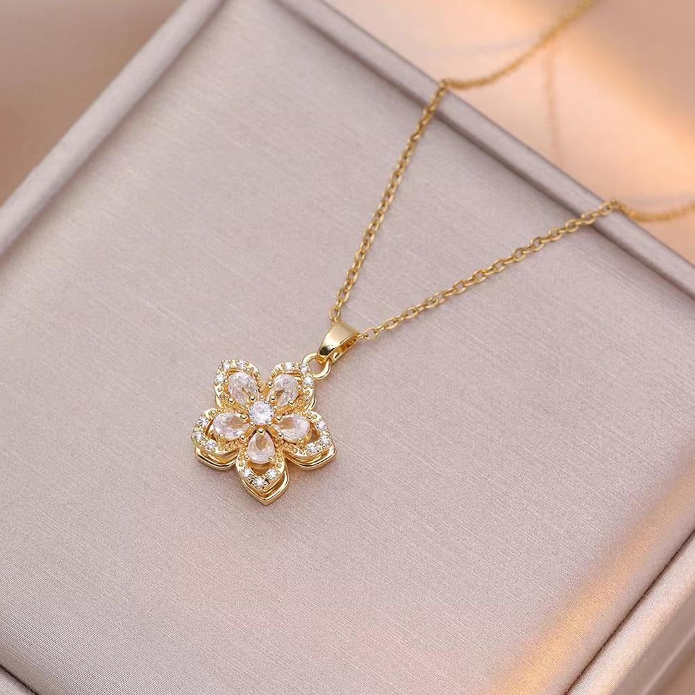 Rotating Bauhinia Zirconia Flowers Niche Light Luxury Design Pendant