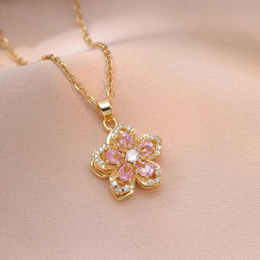 Rotating Bauhinia Zirconia Flowers Niche Light Luxury Design Pendant