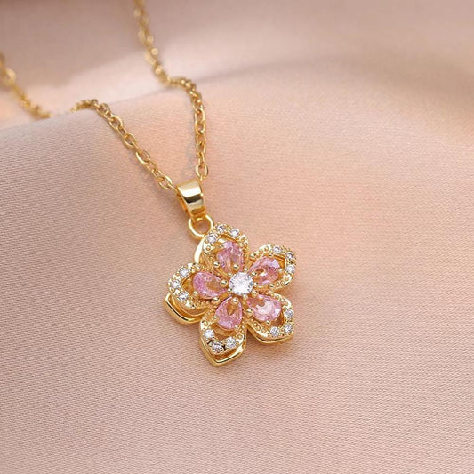 Rotating Bauhinia Zirconia Flowers Niche Light Luxury Design Pendant
