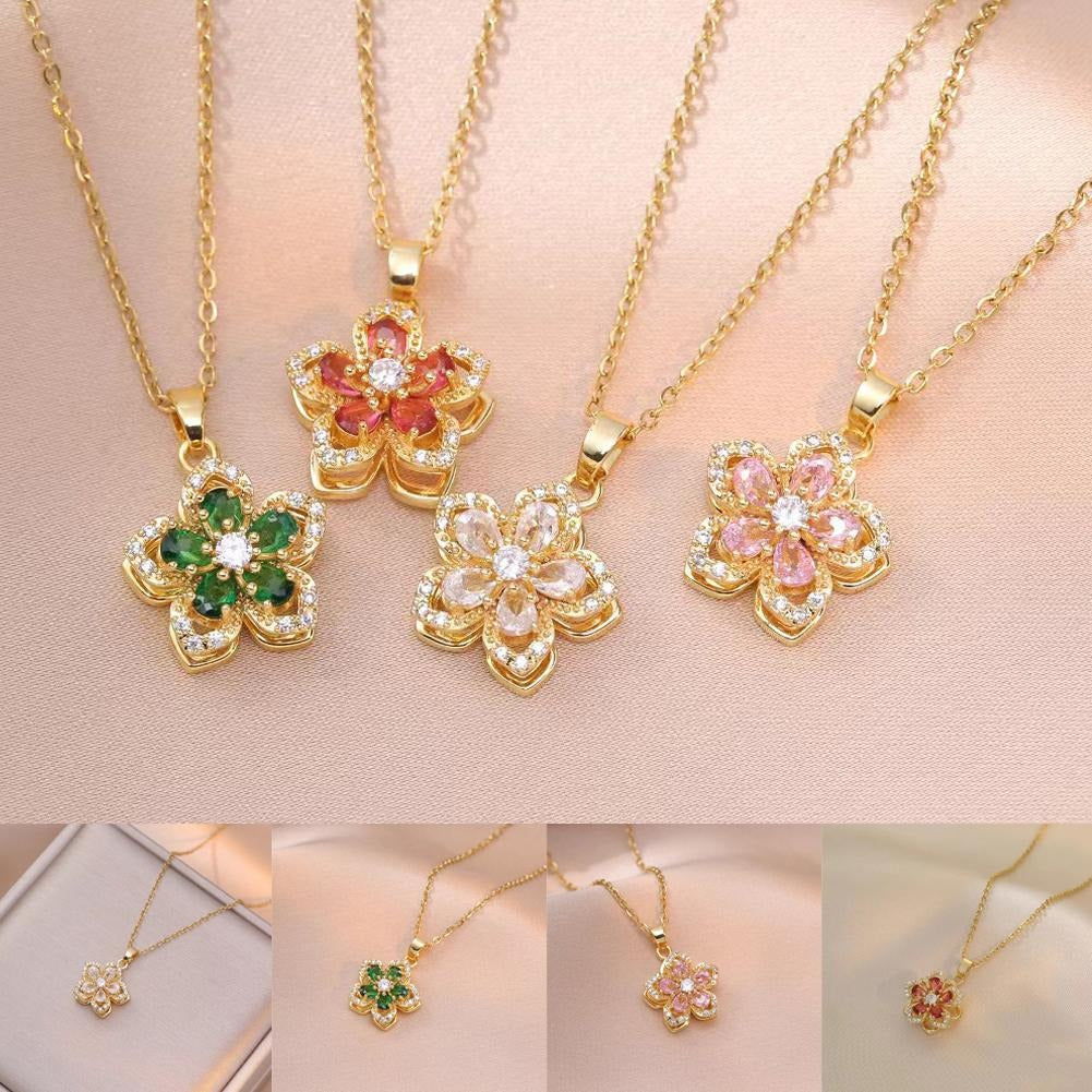 Rotating Bauhinia Zirconia Flowers Niche Light Luxury Design Pendant