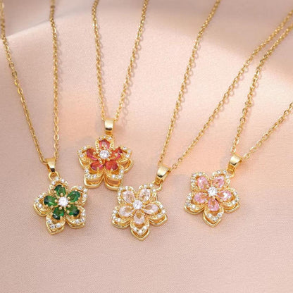 Rotating Bauhinia Zirconia Flowers Niche Light Luxury Design Pendant